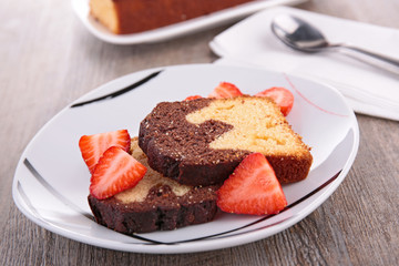 cake slice and strawberry