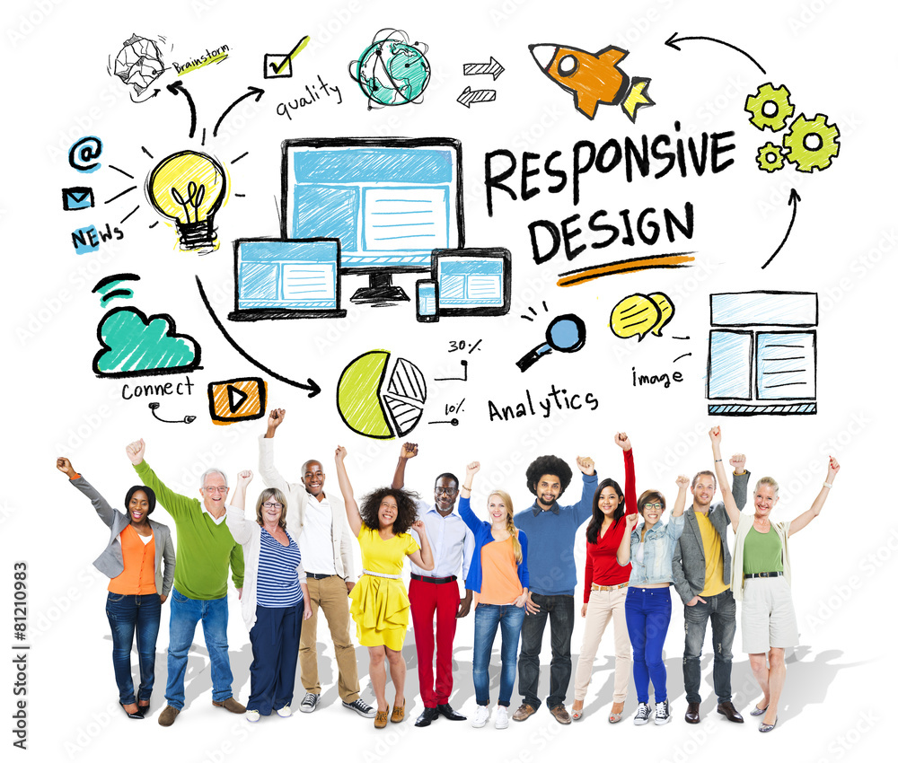 Sticker responsive design internet web online people celebration concept - Stickers