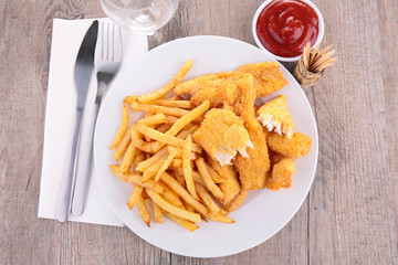french fries and fried chicken