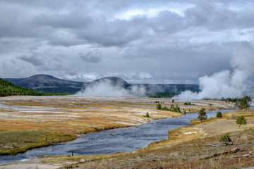 Volcanic activity in Yellowstone National Park, Wyoming