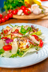 Salad with fried bacon