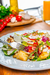 Salad with fried bacon