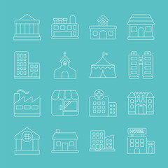 Building line icon set