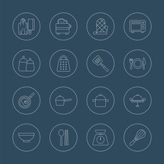 Kitchen line icon set