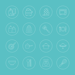 Kitchen line icon set