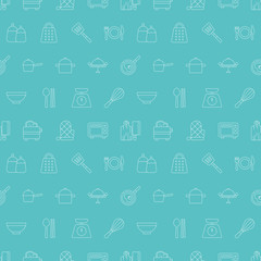 Kitchen line icon pattern set