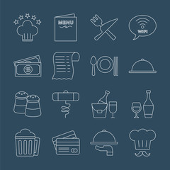 Restaurant line icon set