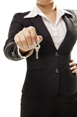 Fototapeta premium business woman stand and holding a key
