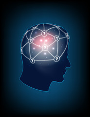 Abstract design human head and symbolic elements