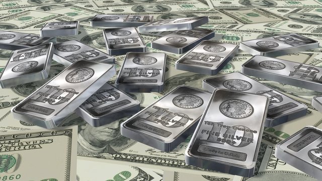 10 ounces of silver bars and 100 dollar bills
