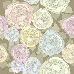 Seamless pattern with roses.