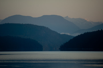 Mountains fjords in Desolation Sound,