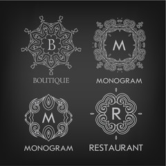 Set of luxury, simple and elegant monogram designs templates