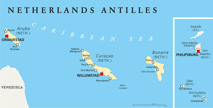 Netherlands Antilles Political Map