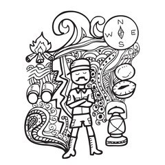 Man camping doodle