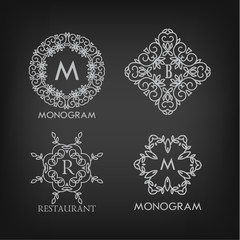 Fototapeta na wymiar Set of luxury, simple and elegant monogram designs templates