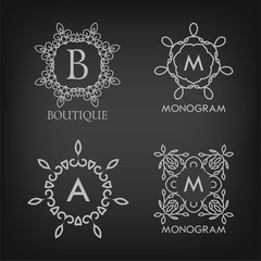 Set of luxury, simple and elegant monogram designs templates