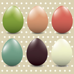 Easter egg set on a spotty background