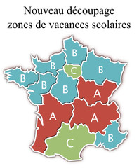 Obraz premium Nouveau découpage zone de vacances scolaires