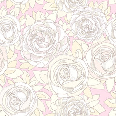 Floral seamless pattern. Roses and peonies