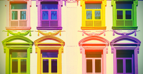 Retro filtered colorful windows.
