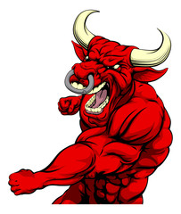 Punching red bull mascot