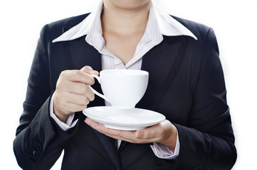 business woman drinking a cup of coffee