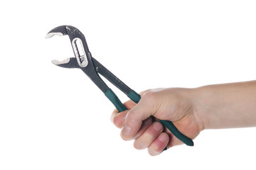 The wrench in the man's hand