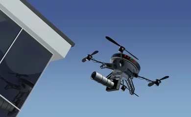 Fototapeten Drone maakt foto's van gebouwen © emieldelange