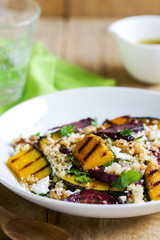 Quinoa with grilled pumpkin and beetroot salad