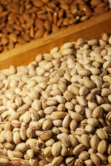 Nuts in row on market place