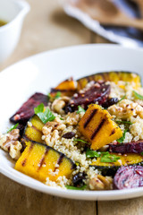 Quinoa with grilled pumpkin and beetroot salad
