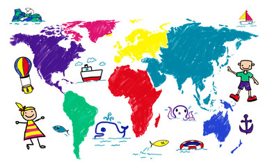 Naklejka premium World Kids Journey Adventure Imagination Travel Concept