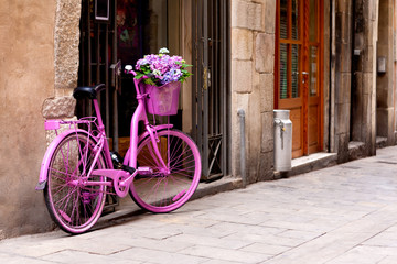 Obrazy na Szkle  różowy rower