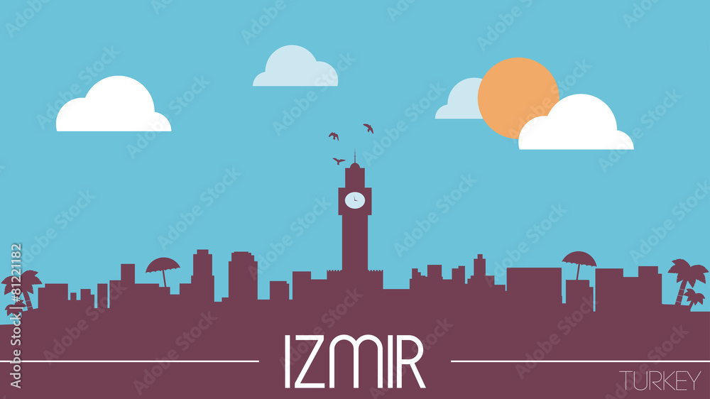 Wall mural izmir skyline silhouette flat design vector illustration