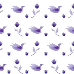 Keuken foto achterwand Vlinders vector naadloos patroon abstracte bloemen, vogels