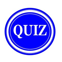 QUIZ white stamp text on blue