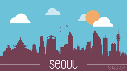 Seoul South Korea skyline silhouette flat design vector