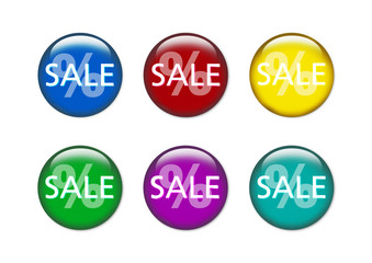 Verschiedene runde Sale Buttons