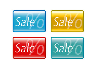 Vier rechteckige Sale Buttons
