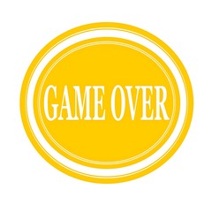 Game over white stamp text on yellow