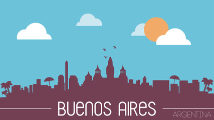 Buenos Aires Argentina skyline silhouette flat design vector