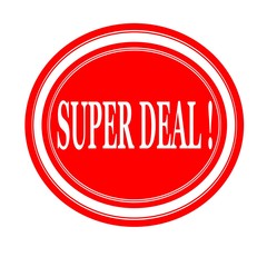 Super deal white stamp text on red