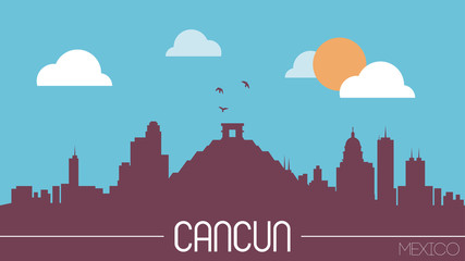 Cancun Mexico skyline silhouette flat design vector