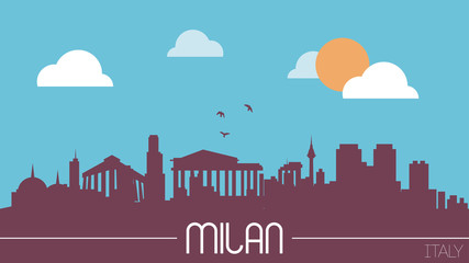 Milan Italy skyline silhouette flat design vector illustration