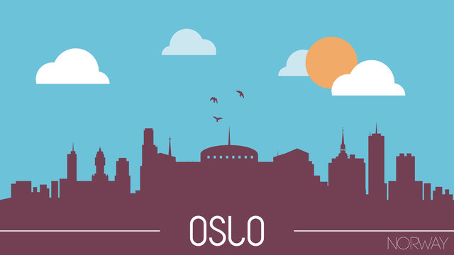 Oslo Noway skyline silhouette flat design vector