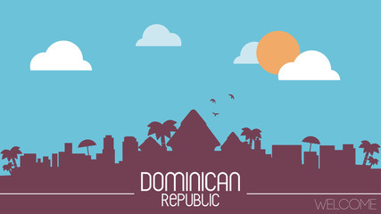 Dominican Rep. skyline silhouette flat design vector - obrazy, fototapety, plakaty