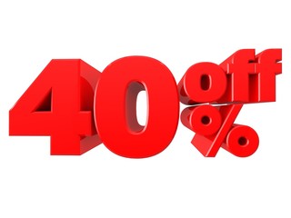40% Promotional Sign Isolated on white background (3D render)