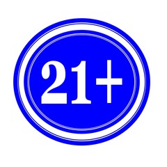 Obraz premium 21+ white stamp text on blue