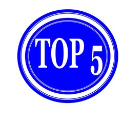 Top 5 white stamp text on blue